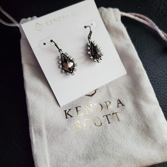 Kendra Scott Jewelry - Kendra Scott Bronze Tone Drop Earrings Bronze Dangle Clear Crystals Edgy